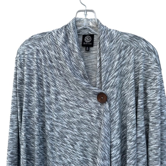 Bobeau Lightweight Heather Gray Long Sleeve Sweater Wrap Cape, 1X - Picture 2 of 7